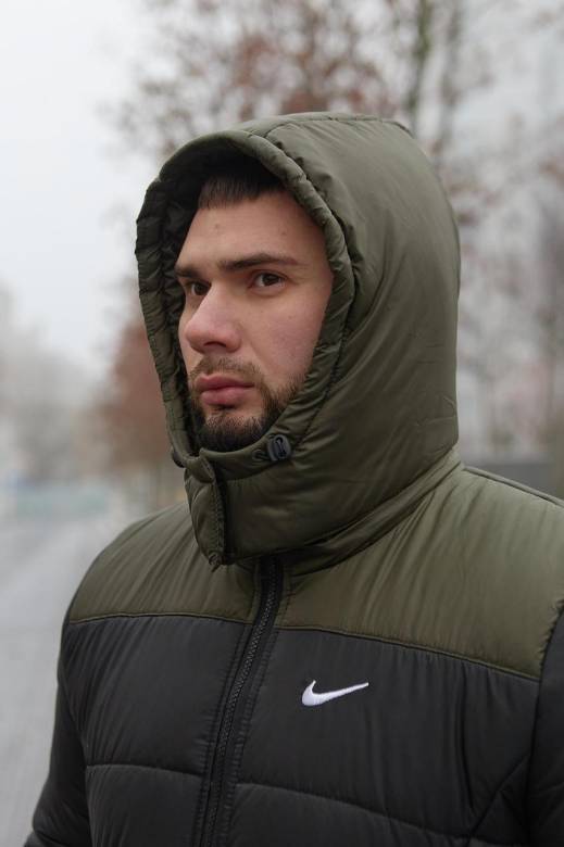 Куртка зимняя мужская "Frost" Nike хаки-черная Всегда в наличии  - фото фото фото 5