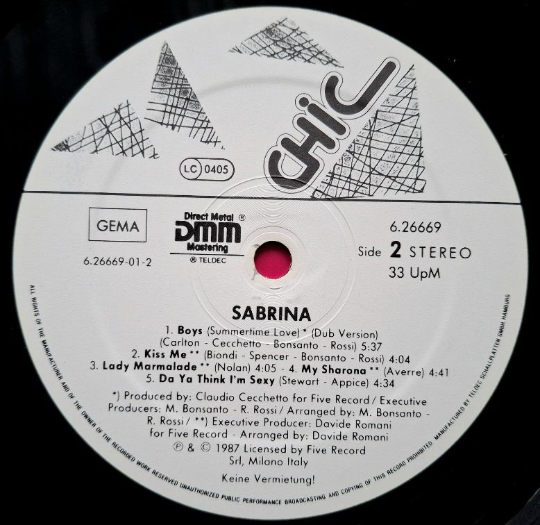 Sabrina - Boys - 1987.  (LP). 12. Vinyl. Пластинка. Germany. - фото фото фото 3