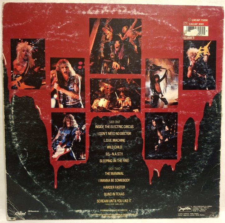 W.A.S.P. - Live... In The Raw - 1987.  (LP). 12. Vinyl. Пластинка. Yugoslavia. - фото фото фото 1