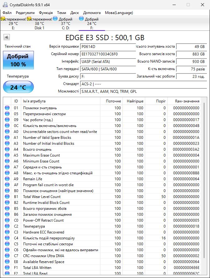500Gb SSD EDGE E3 2.5 SATAIII 100% Новий стан - фото фото фото 1
