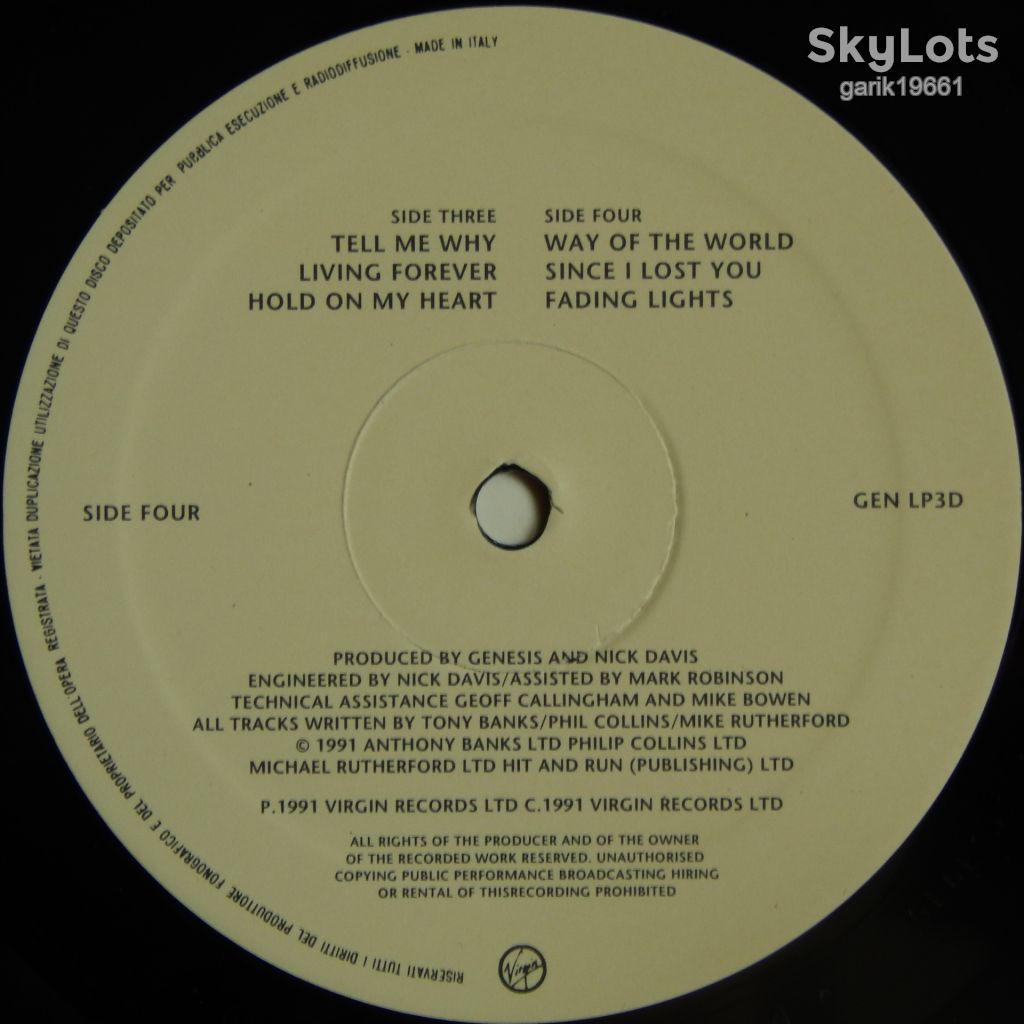 Genesis – We Can't Dance  (Virgin – GEN LP3, Italy) inner sleeve EX+/NM-/NM- - фото фото фото 6