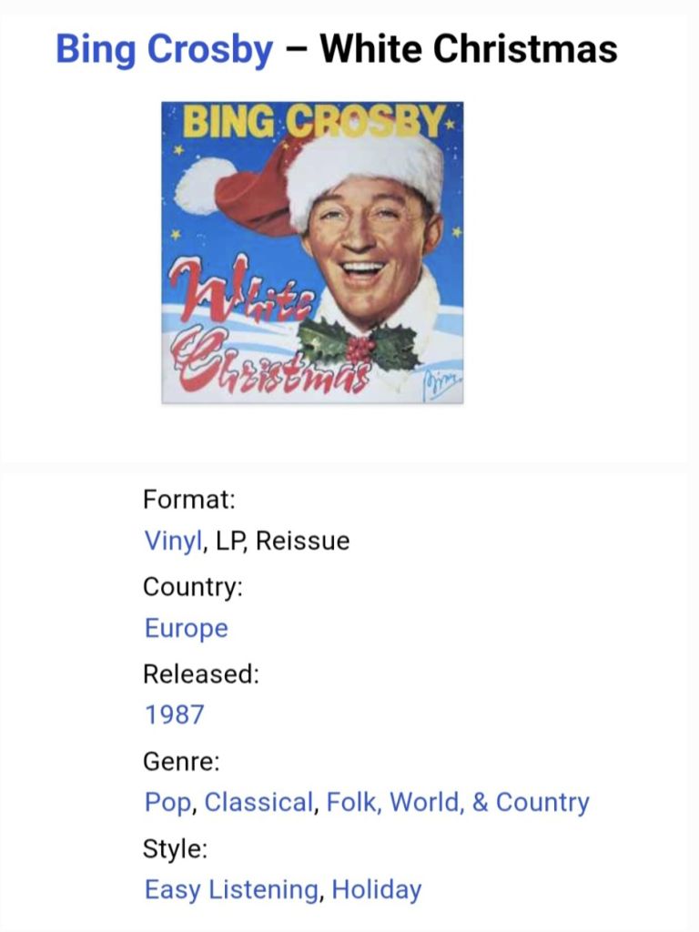 Bing Crosby - White Christmas - 1942.  (LP). 12. Vinyl. Пластинка. EEC. - фото фото фото 4