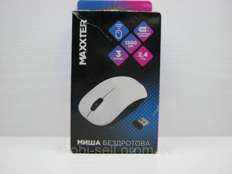 Миша Maxxter бездротова 2.4 GHz Optical Mouse, 1.5V / АА, White-Black - фото фото фото 6