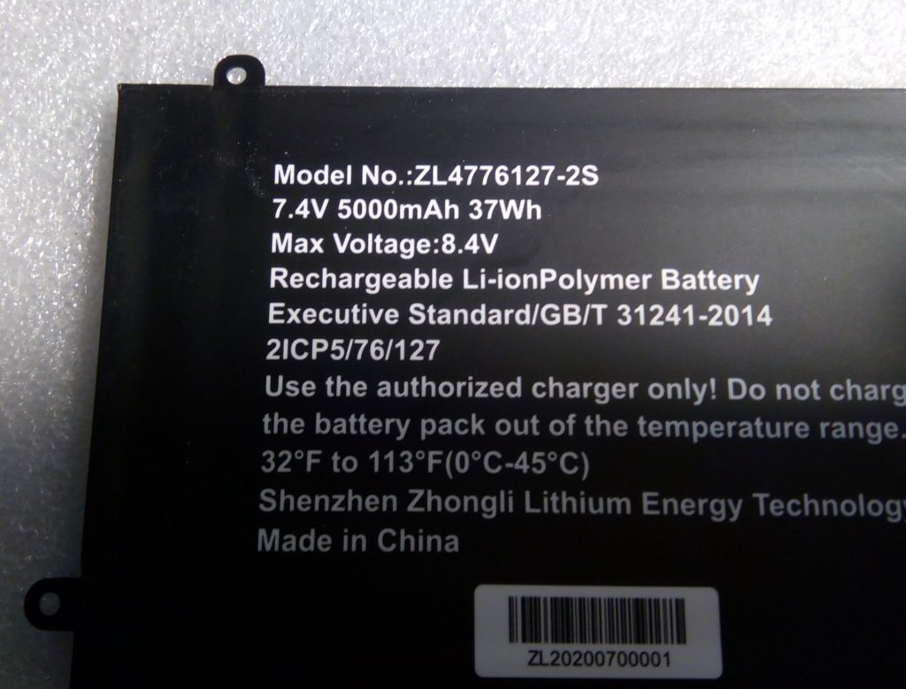 Акумулятор, акб, батарея ZL4776127-2S, 7.4V 5000mAh, 37Wh - фото фото фото 1