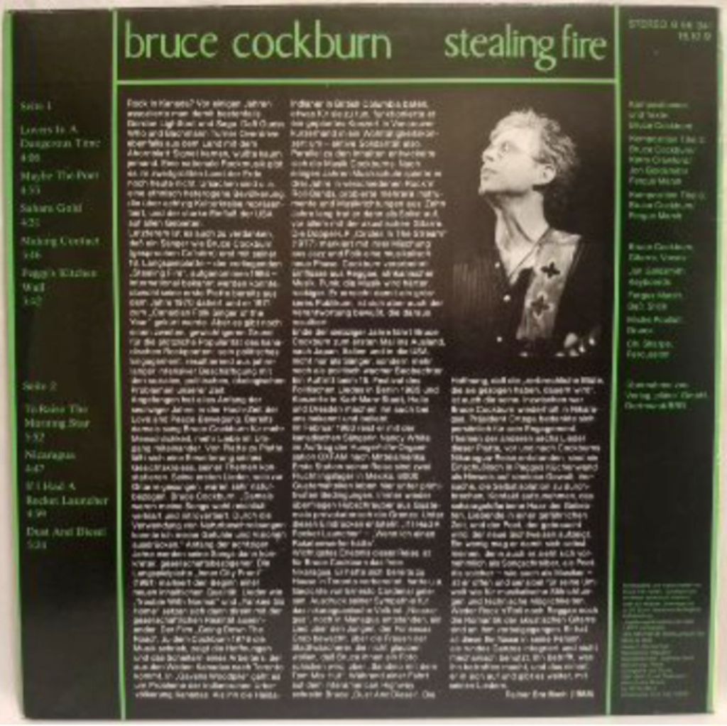Bruce Cockburn - Stealing Fire - 1984.  (LP). 12. Vinyl. Пластинка. Germany. - фото фото фото 1