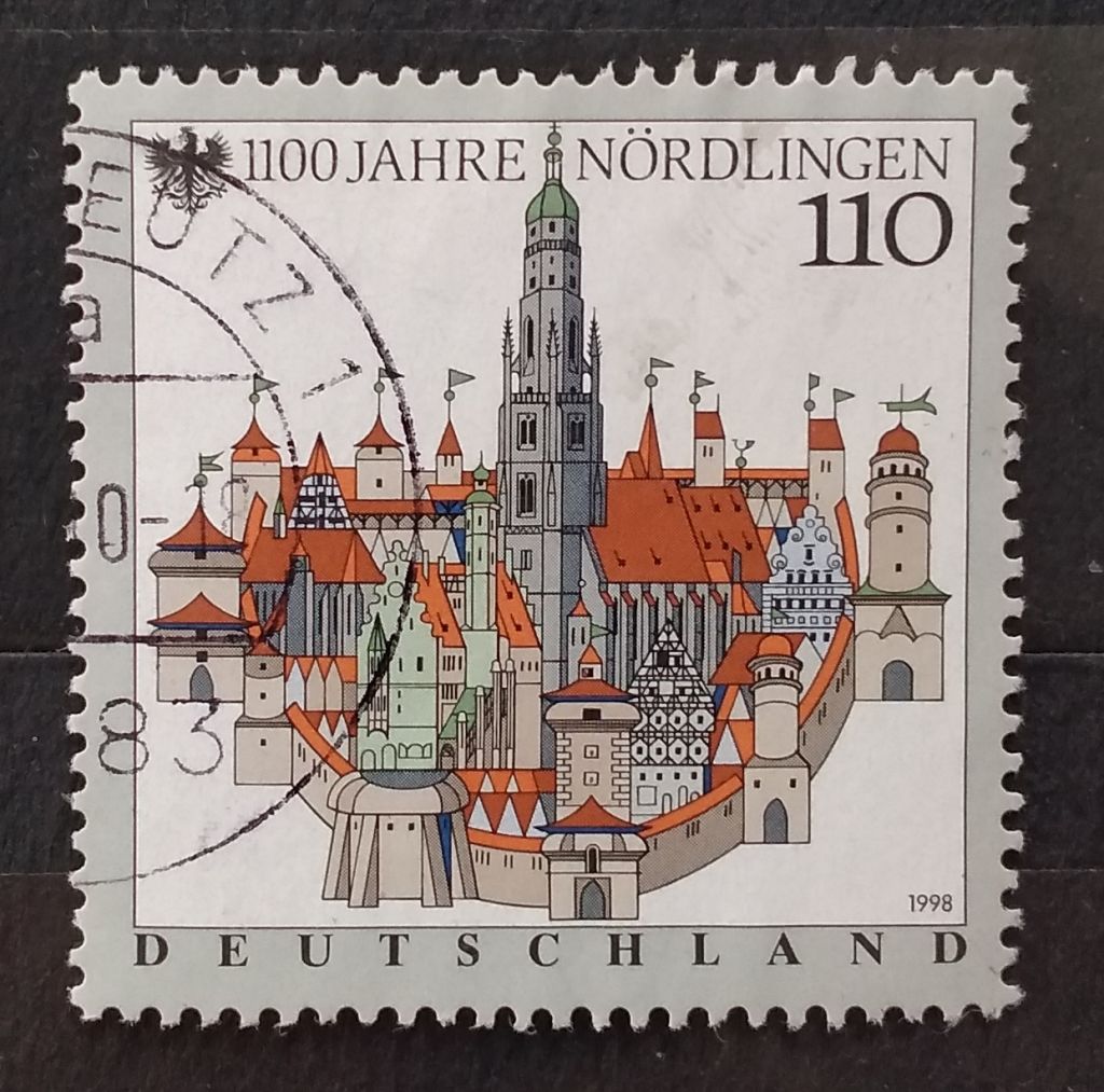 Германия 1998 г - 1100-летие Нёрдлингена, гаш - фото фото фото 0