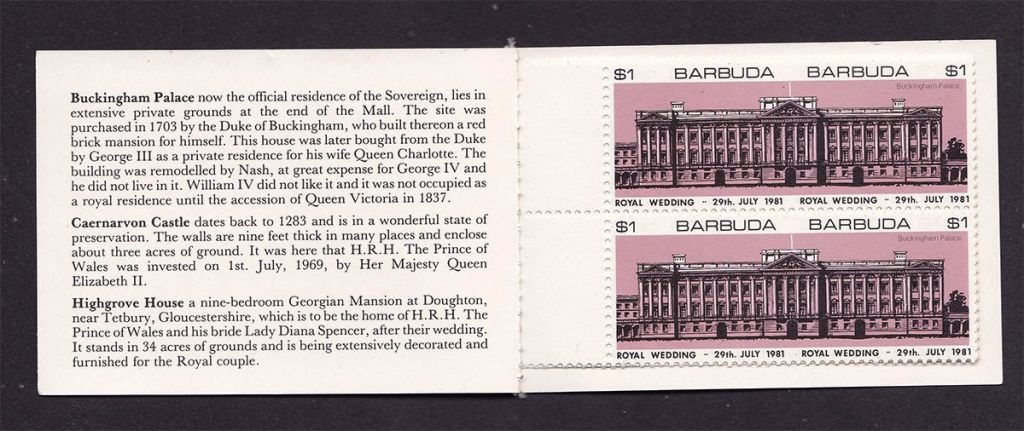 Барбуда 1981 г MNH  буклет - ROYAL WEDDING - архитектура - фото фото фото 1