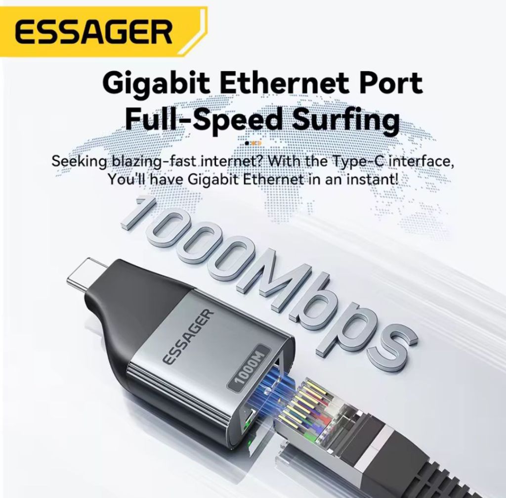 Essager Type-C → RJ45 Ethernet адаптера 1000 Мбіт/с - фото фото фото 2