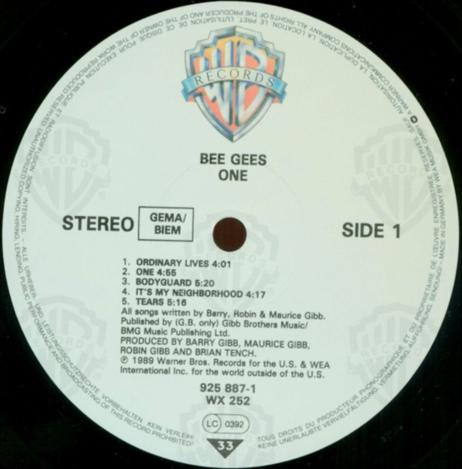 Bee Gees - One - 1989.  (LP). 12. Vinyl. Пластинка. Germany. - фото фото фото 4