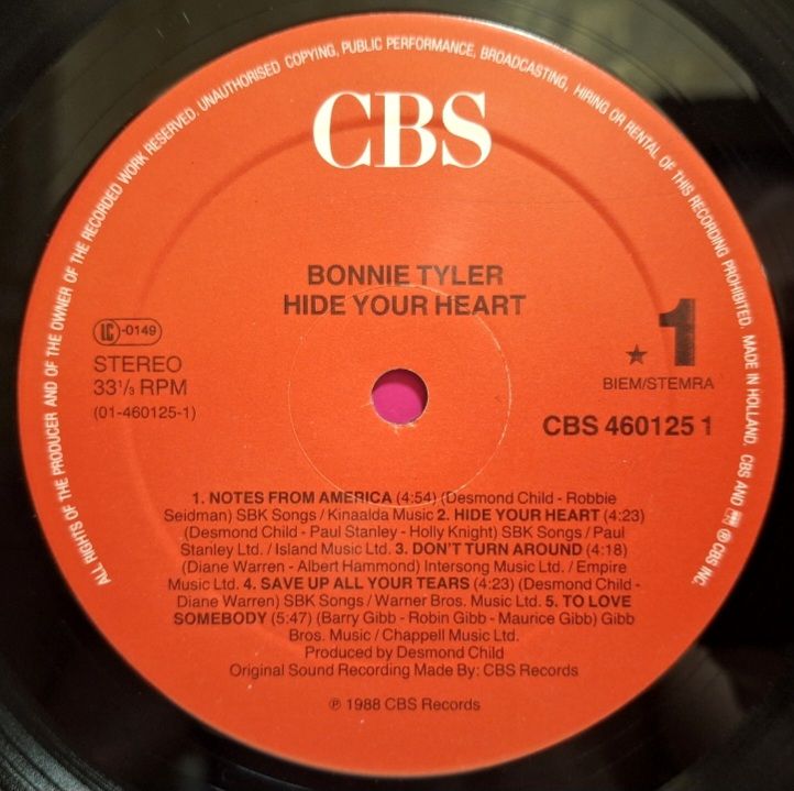 Bonnie Tyler - Hide Your Heart - 1988.   (LP). 12. Vinyl. Пластинка. Holland. - фото фото фото 4