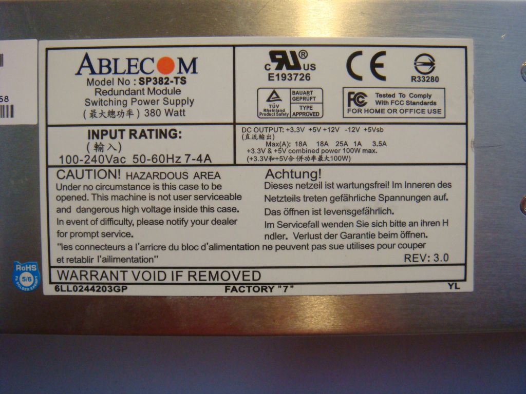 Блок питания Ablecom SP382-TS Power Supply 380W - фото фото фото 1