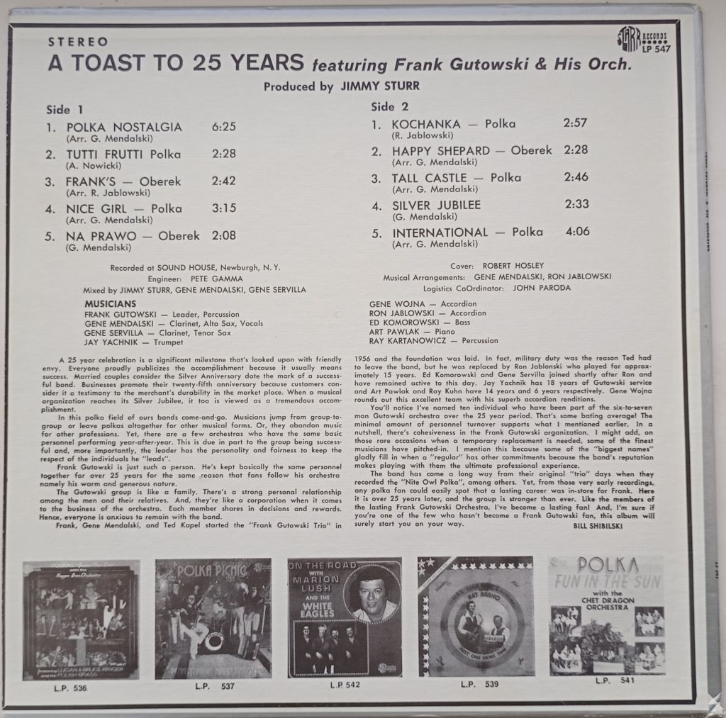 FRANK GUTOWSKI AND HIS ORCHESTRA A Toast To 25 Years LP  VG+/EX - фото фото фото 1