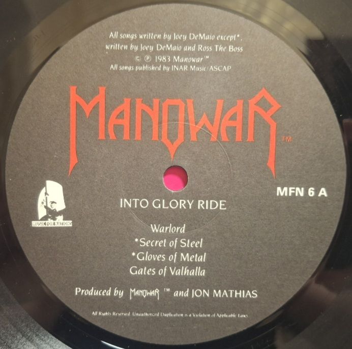 Manowar - Into Glory Ride - 1983.   (LP). 12. Vinyl. Пластинка. UK. - фото фото фото 4