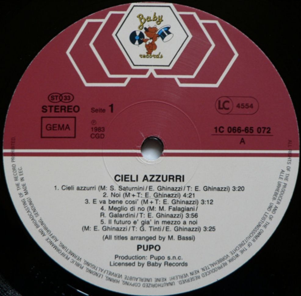 Pupo - Cieli Azzurri - 1983.   (LP). 12. Vinyl. Пластинка. EEC - фото фото фото 4