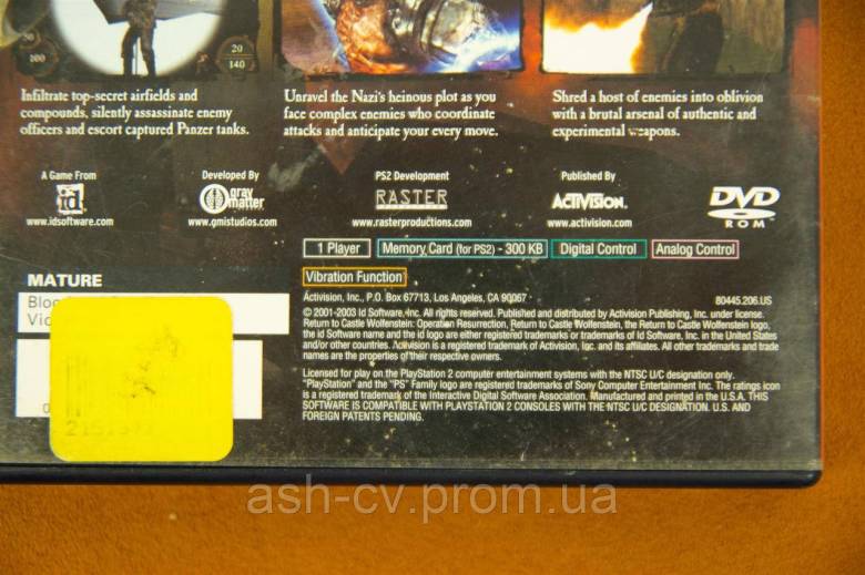Диск, Playstation 2, NTSC, Wolfenstein - фото фото фото 3