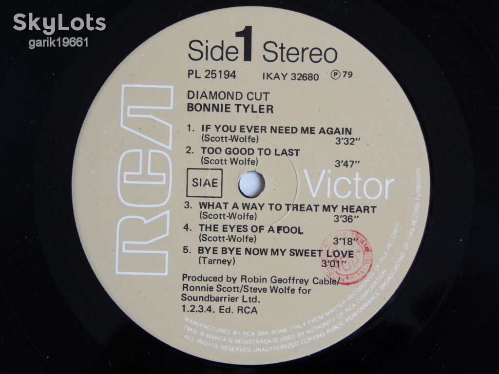 Bonnie Tyler ‎– Diamond Cut (RCA Victor ‎– PL-25194, Italy) NM-/NM- - фото фото фото 3