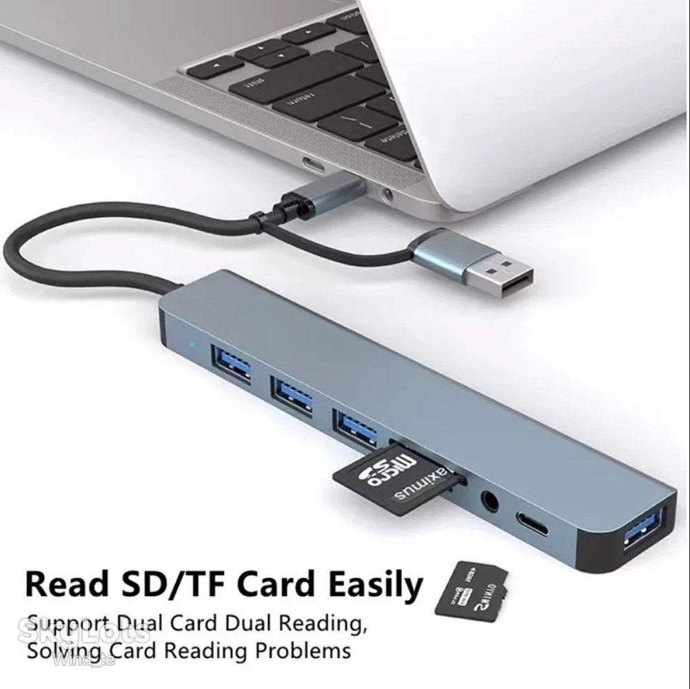 Металевий Type-C USB хаб док-станція 8в2  ( докстанция ) - фото фото фото 5