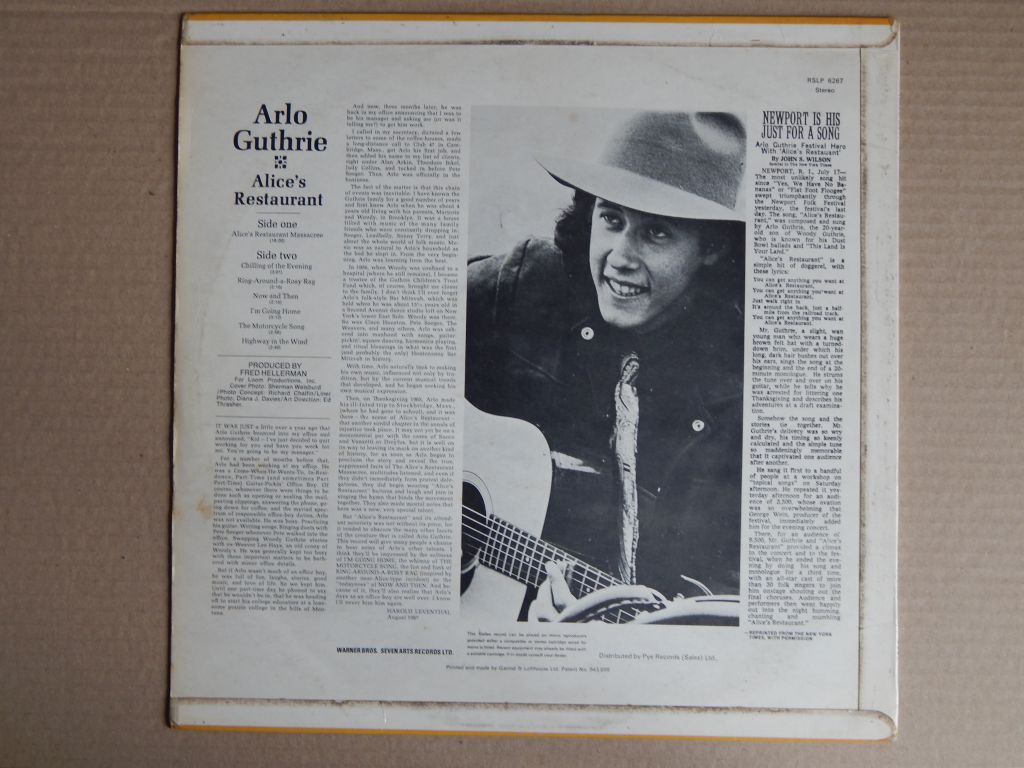Arlo Guthrie ‎– Alice's Restaurant  (Reprise Records ‎– RSLP 6267, UK) EX+/EX+ - фото фото фото 1