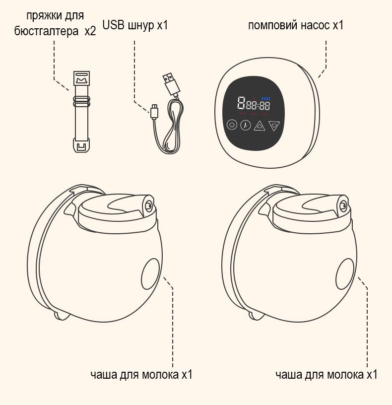 Електричний молоковідсмоктувач DUO у формі біонічних чаш абрикосовий 4018568 - фото фото фото 6