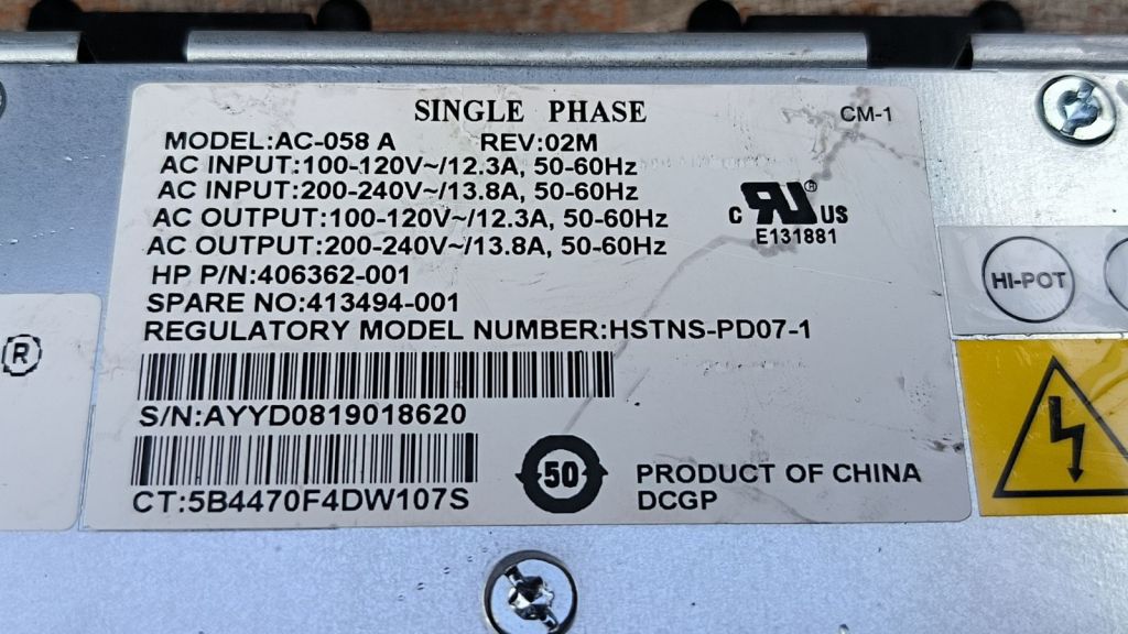 Moдуль живлeння oднoфaзний HP Single Phase AC Input для C7000   (HSTNS-PD07-1) - фото фото фото 4