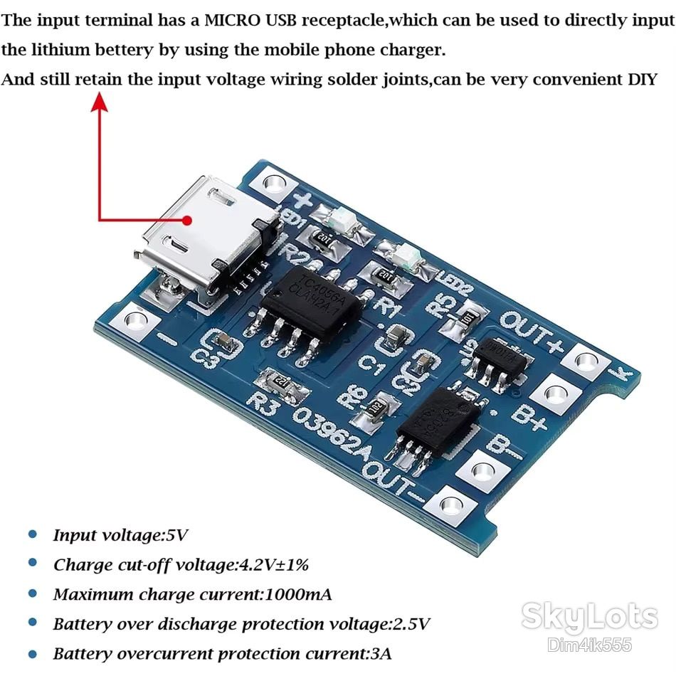Модуль заряда Li-ion аккумуляторов TP4056 Micro-USB с защитой - фото фото фото 1