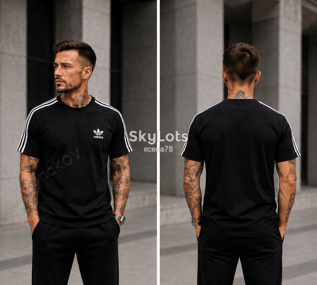 футболка  біла/чорна  46,50,54 у стилі Adidas - фото фото фото 3