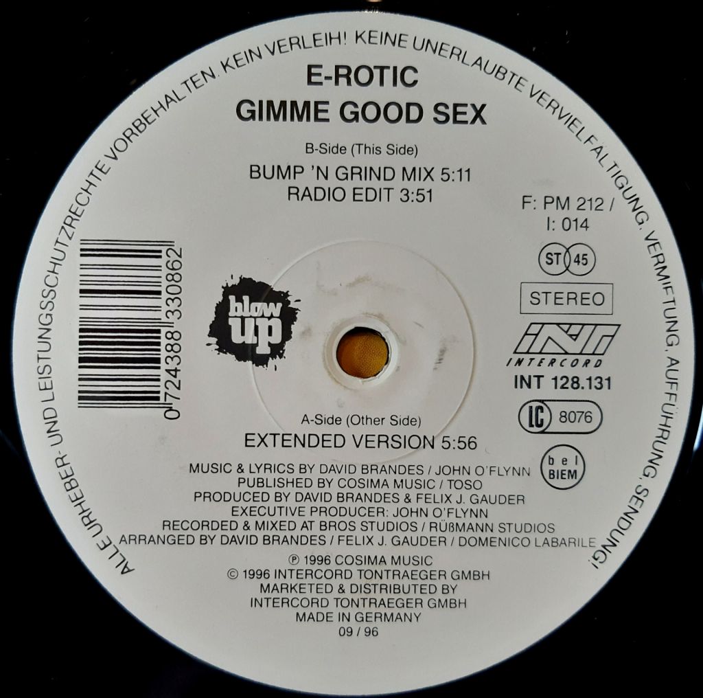 E-Rotic - Gimme Good Sex - 1996.  (EP). 12. Vinyl. Пластинка. Germany. Rare. - фото фото фото 2