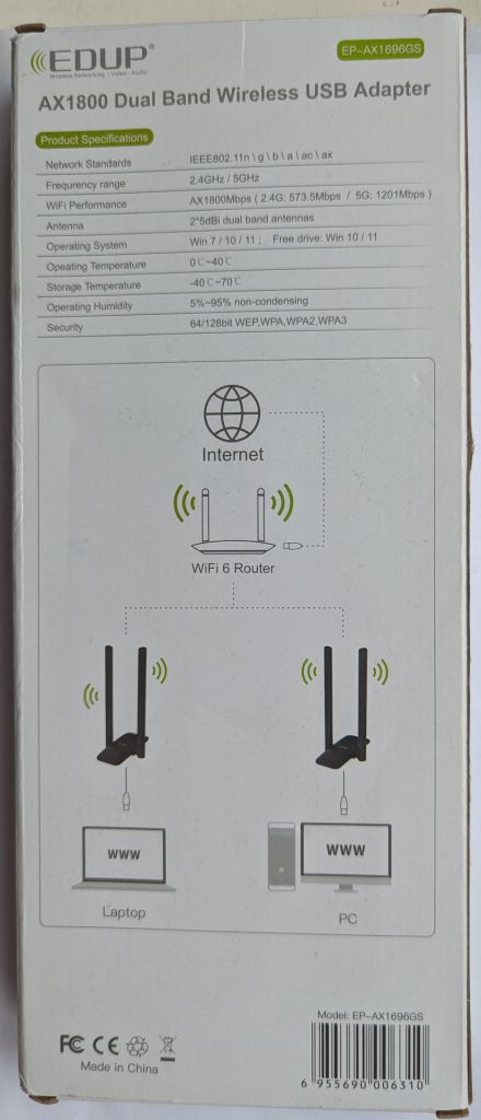Wifi6 USB  адаптер EP-AX1696GS Edup AX1800 USB3.0 2099 - фото фото фото 4
