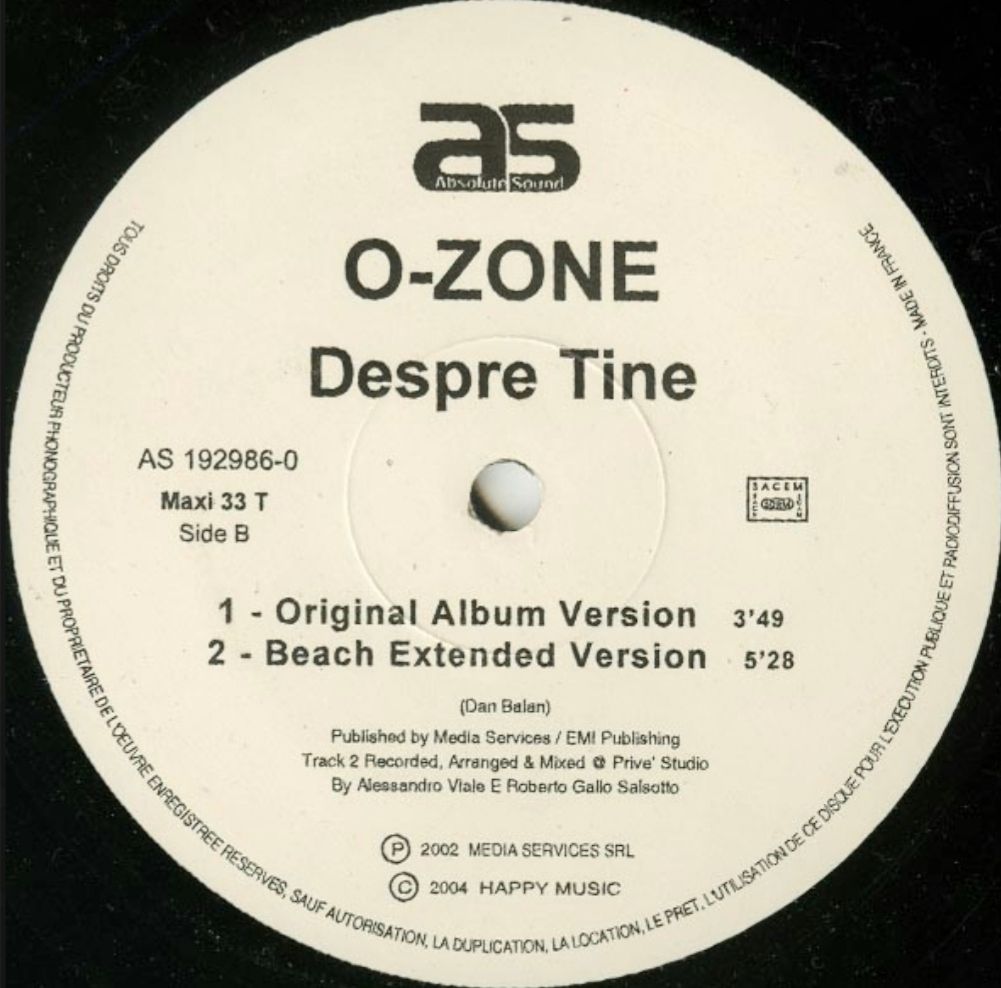 O - Zone - Despre Tine - 2002.   (EP). 12. Vinyl. Пластинка. France. - фото фото фото 3