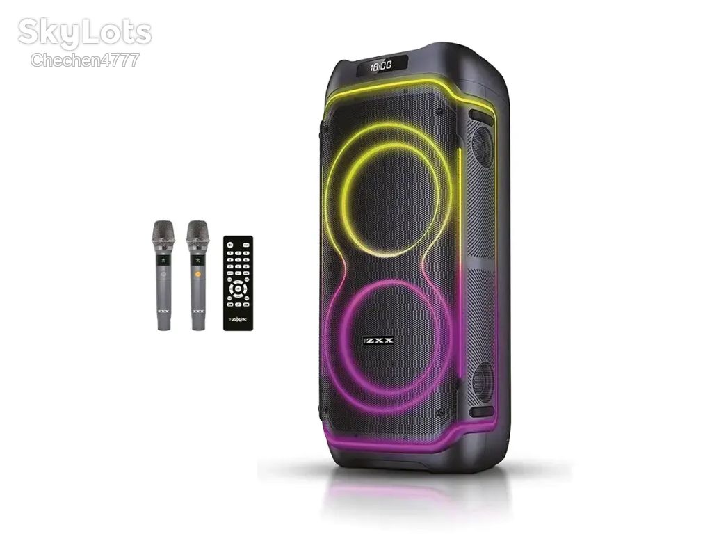 Акустична переносна колонка ZXX-5540 100Вт 2×10″ USB/TWS/TF/REC/LED/EQ/FM/BT/2MIC/ДК - фото фото фото 1