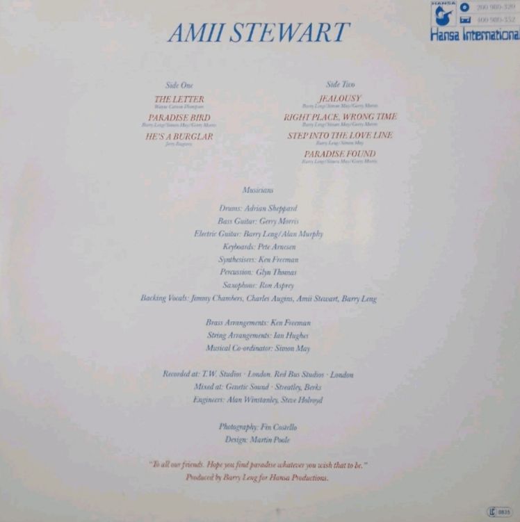 Amii Stewart - Paradise Bird - 1979.   (LP). 12. Vinyl. Пластинка. Sweden. - фото фото фото 2