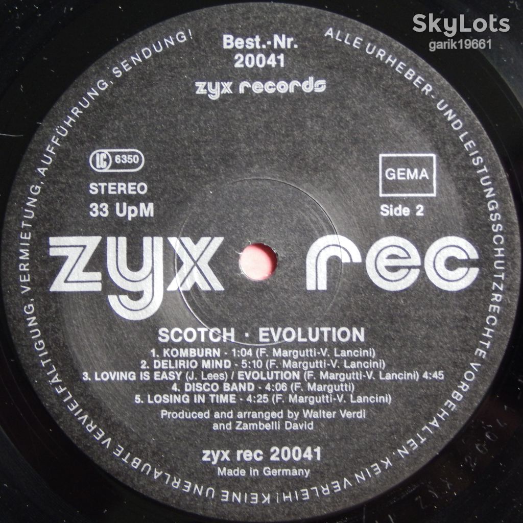Scotch – Evolution  (ZYX Records – 20041, Germany) inner sleeve NM-/NM- - фото фото фото 4