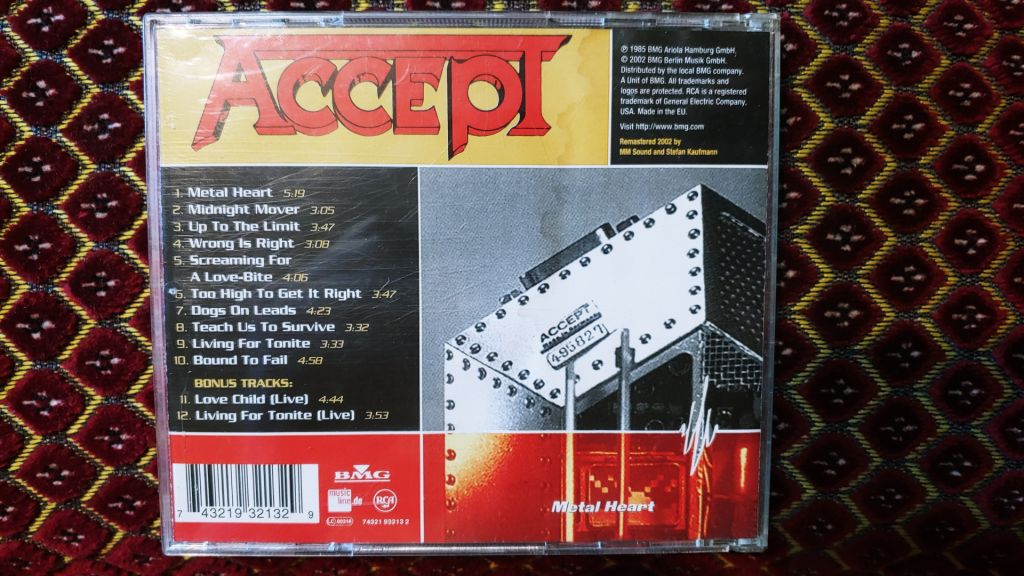 CD аудио Accept Metal Heart - фото фото фото 1