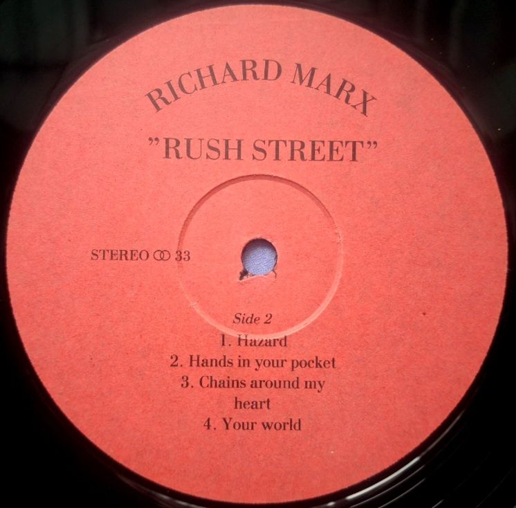 Richard Marx - Rush Street - 1991.   (LP). 12. Vinyl. Пластинка. RGM. - фото фото фото 3