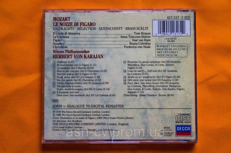 Музичний диск CD. MOZART - Le Nozze Di Figaro 1979 - фото фото фото 2