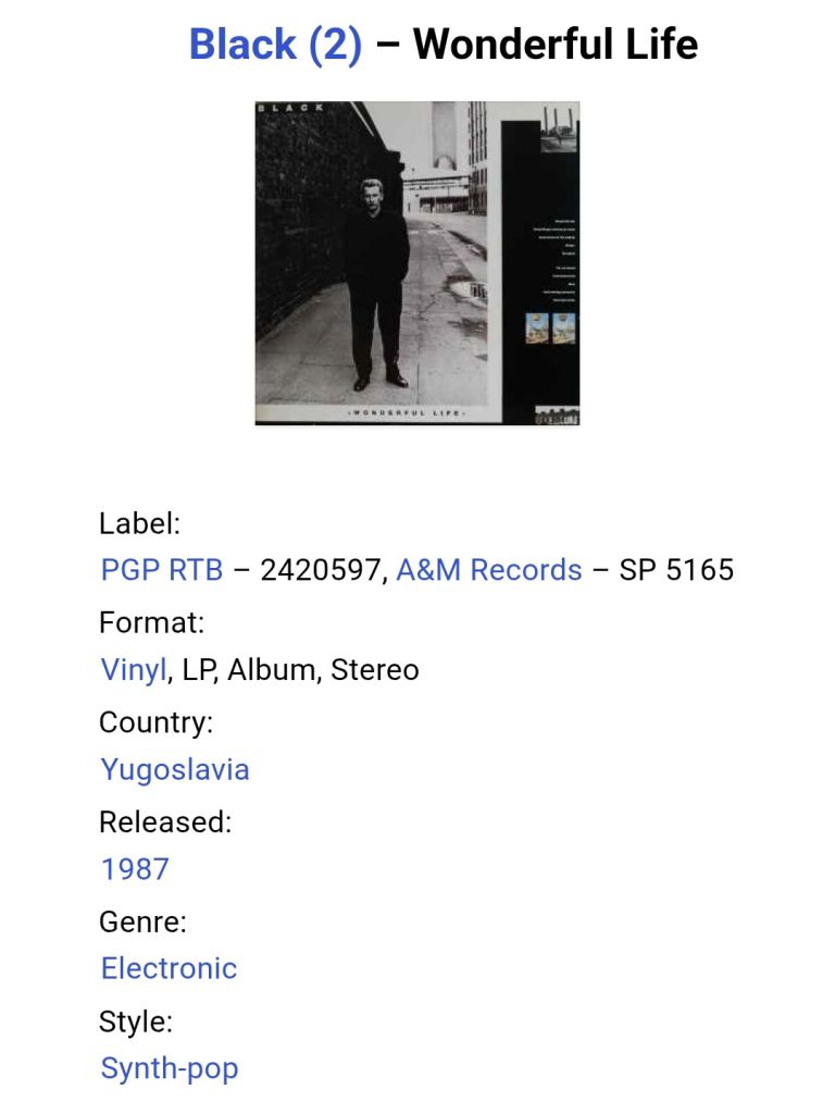 Black. Colin Vearncomble - Wonderful Life - 1987.  (LP). 12. Vinyl. Пластинка. Yugoslavia. - фото фото фото 6