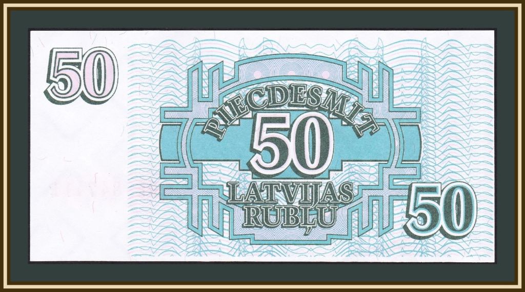 Латвия 50 рублей 1992 P-40  (40a) UNC- - фото фото фото 0