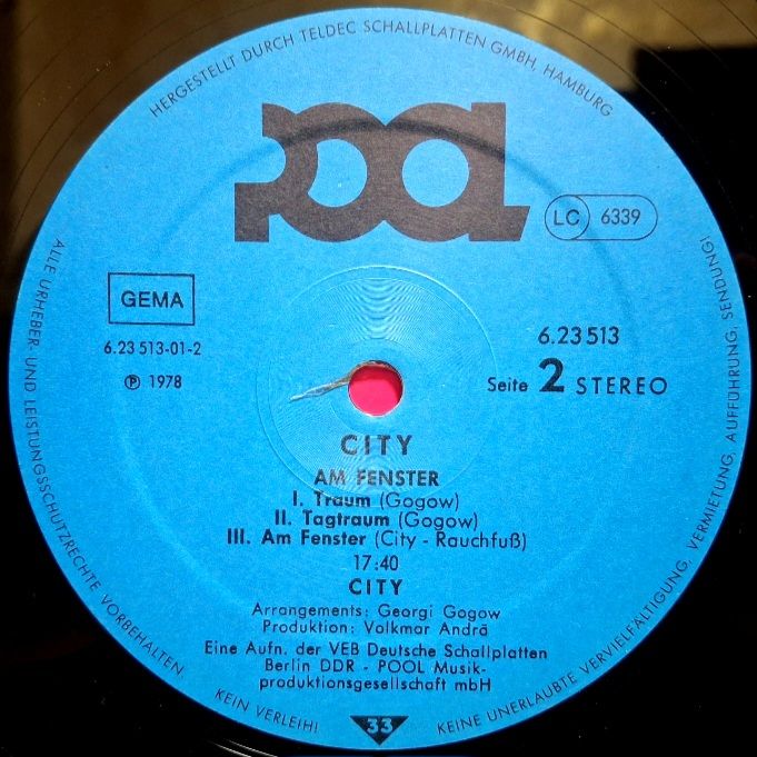 City - Am Fenster - 1978.  (LP). 12. Vinyl. Пластинка. Germany. - фото фото фото 3