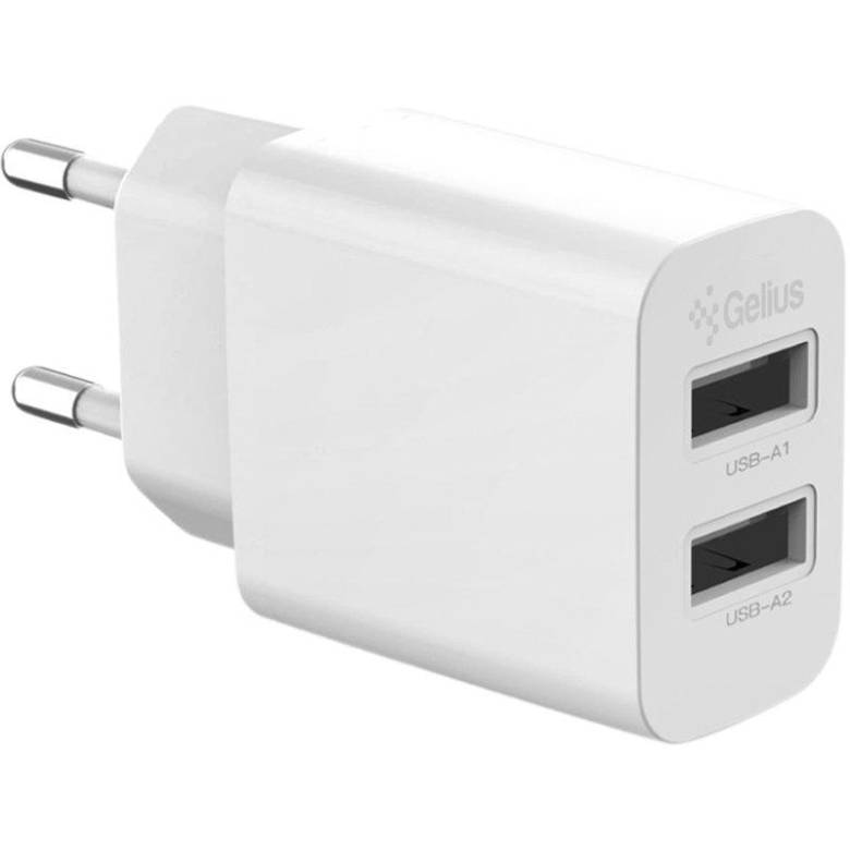 Мережевий зарядний пристрій Gelius Simple 12W / 2.4A 2xUSB White (GP-HC059) - фото фото фото 1