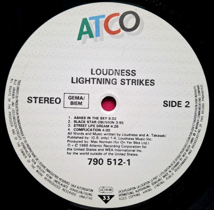 Loudness - Lightning Strikes - 1986.  (LP). 12. Vinyl. Пластинка. Europe. - фото фото фото 3