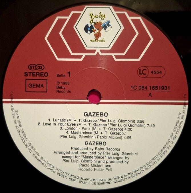 Gazebo - I Like Chopin - 1983.  (LP). 12. Vinyl. Пластинка. Germany. - фото фото фото 4