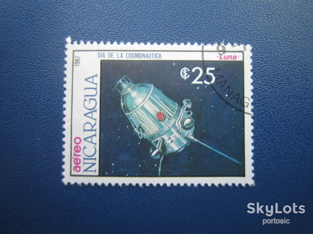 Марка Нікарагуа 1987 космос супутник Луна гаш - фото фото фото 0