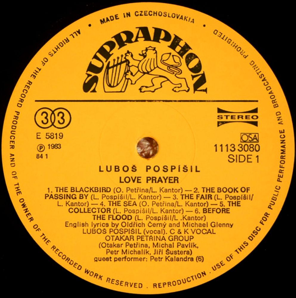Lubos Pospisil - Love Prayer - 1983.  (LP). 12. Vinyl. Пластинка. Czechoslovakia - фото фото фото 2