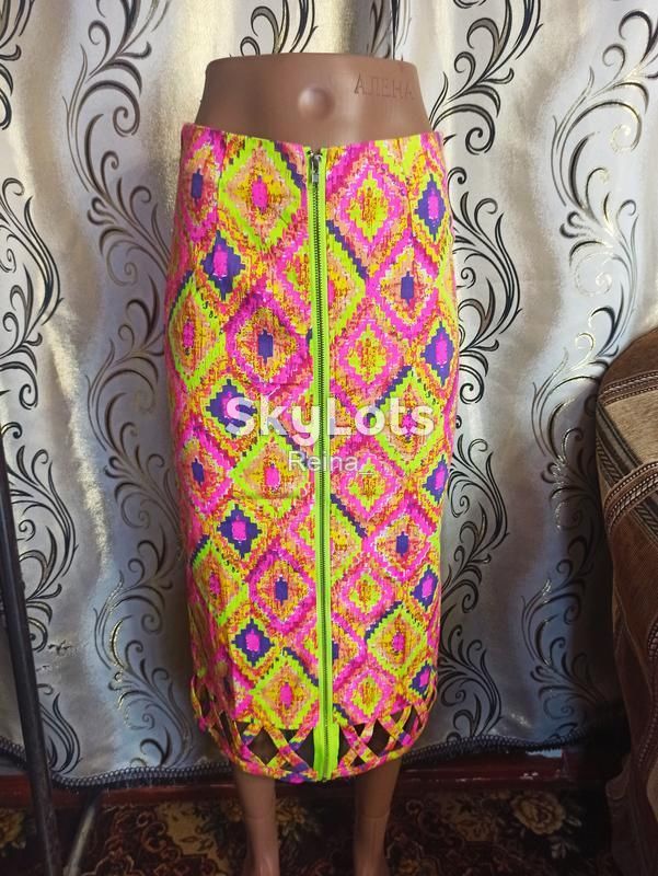 Яскрава спідниця міді з блискавкою спереду Missguided - фото фото фото 2