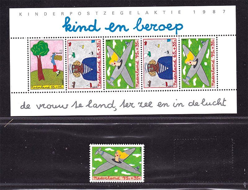 Авиация .  Нидерланды   1987 г MNH - блок + марка - фото фото фото 0