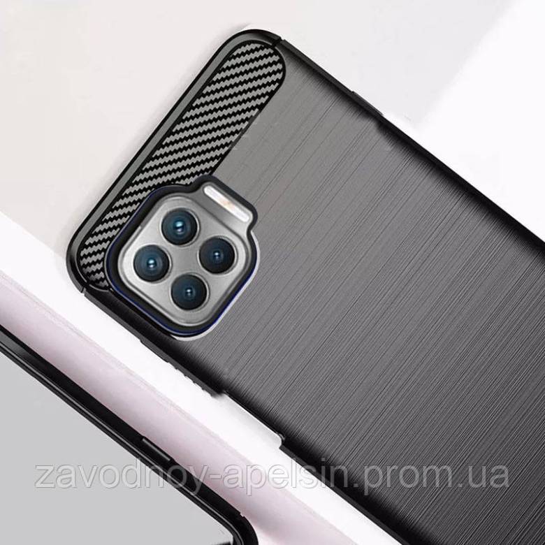 Oppo A73 Силиконовый чехол Карбон (black) - фото фото фото 1