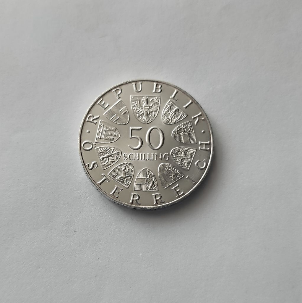 50 ШИЛЛИНГОВ АВСТРИЯ 1970 состояние UNC серебро 20 гр. 0.900 РЕДКАЯ!!! - фото фото фото 1
