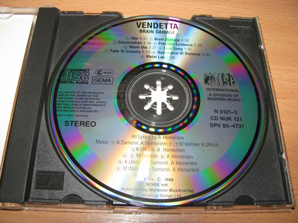 VENDETTA - Brain Damage    (1988 Noise 1st press,W.Germany) - фото фото фото 2