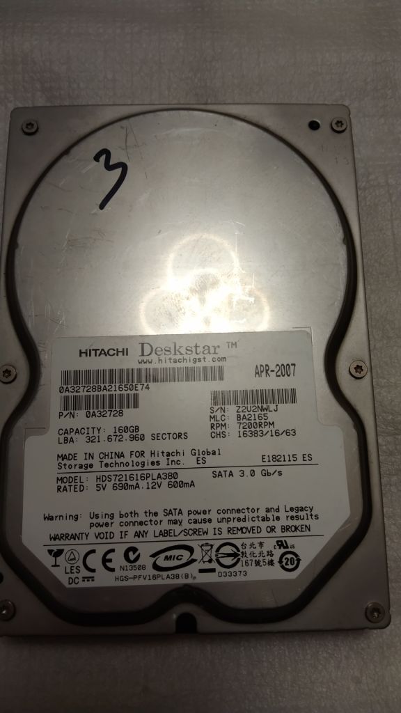 Жесткий  диск  HDD  Hitachi 160Gb рабочий - фото фото фото 2