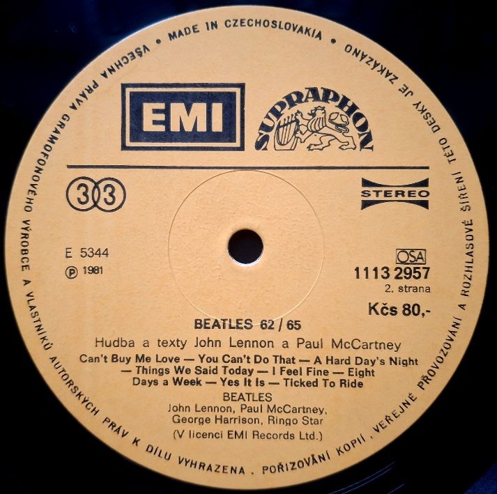 The Beatles - Compilation - 1962-65.  (LP). 12. Vinyl. Пластинка. Czechoslovakia. - фото фото фото 3